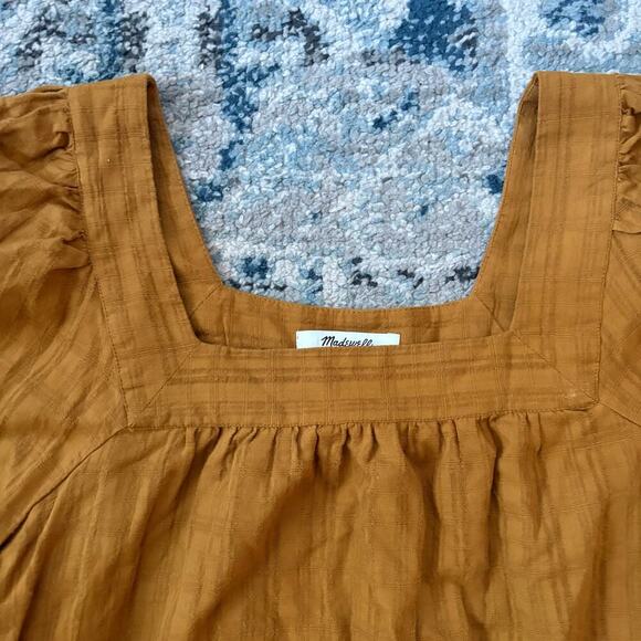Madewell Square-Neck Bubble-Sleeve Top in Antique Gold - Picture 4 of 5